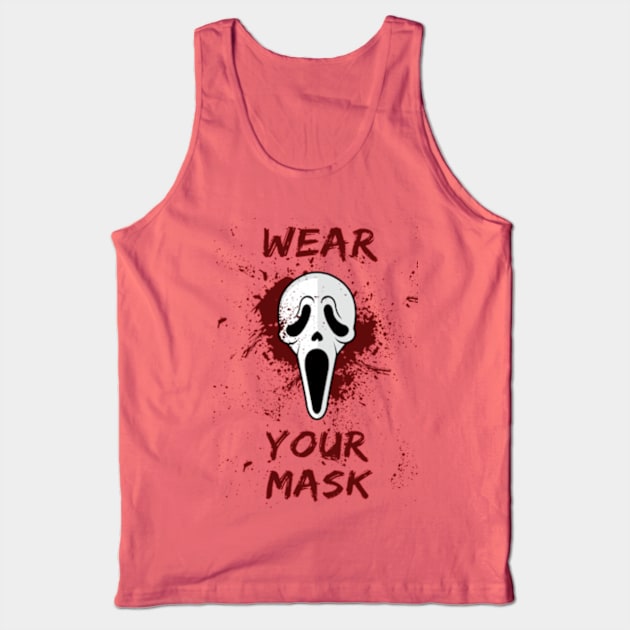 Wear Your Mask Scream Ghostface Tank Top by mighty corps studio